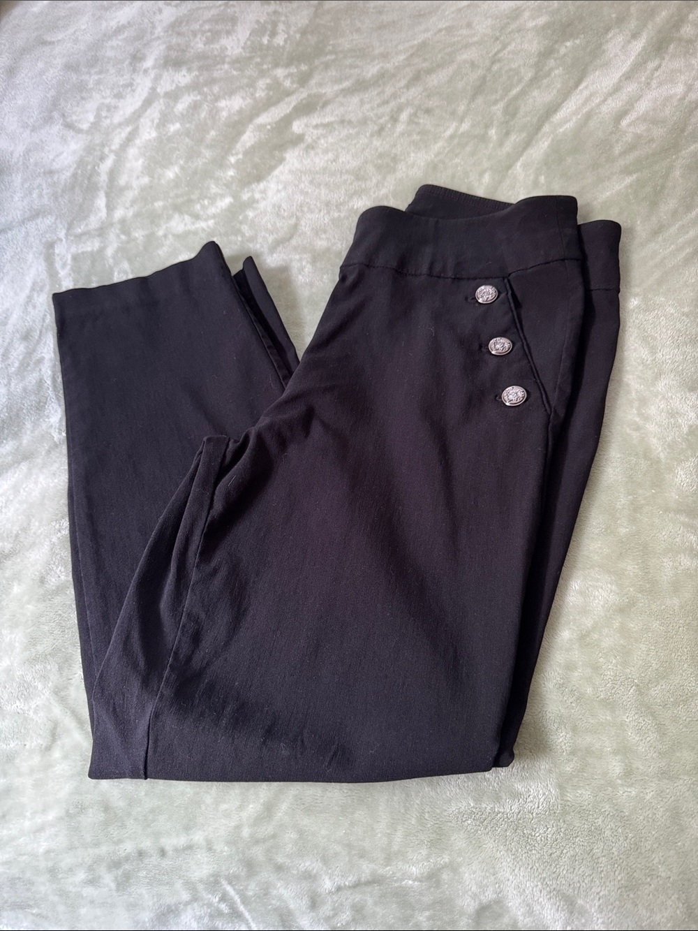 Counterparts Black High-Rise Button-Accent Pants